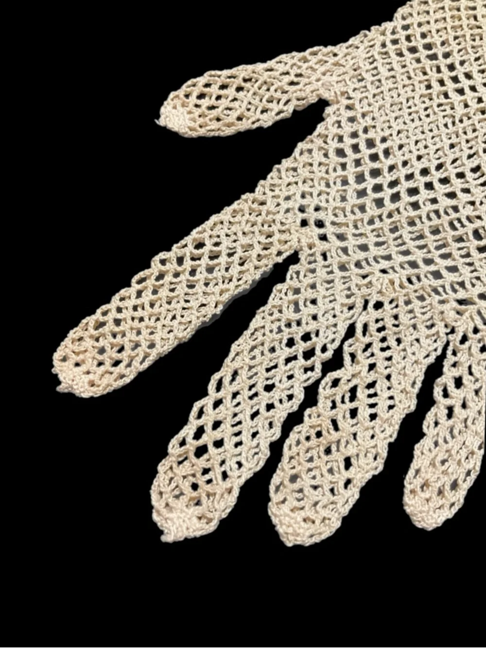 Gauntlet Style Fishnet & Flowers Crochet Ladies Gloves